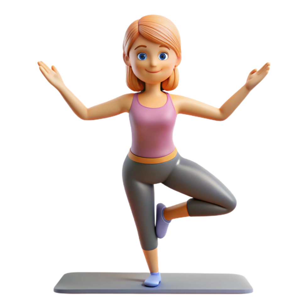 striking coastal Woman, practicing yoga, NO BACKGROUND with Transparent Background. studio quality png