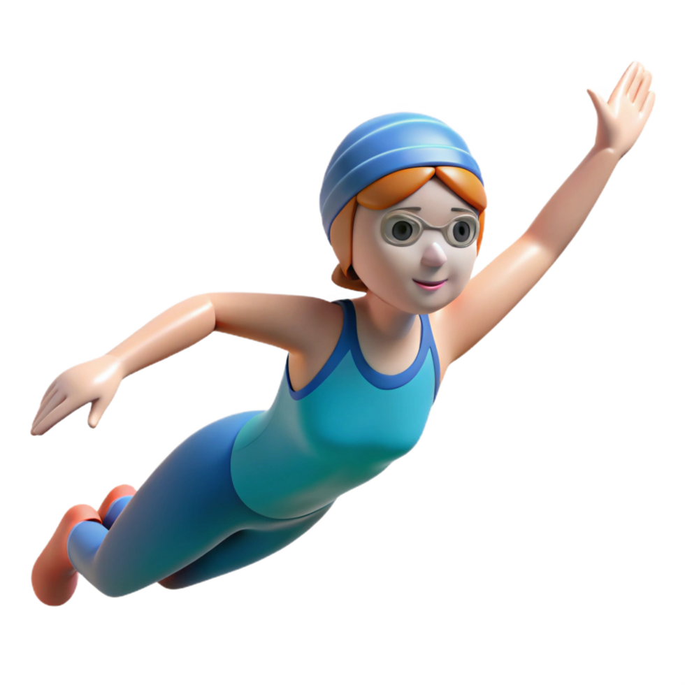 impressive traditional Woman, swimming, NO BACKGROUND with Transparent Background. detailed png