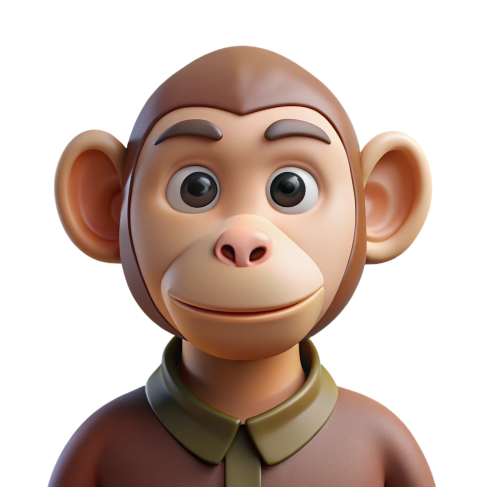 remarkable retro Monkey, portrait, NO BACKGROUND with Transparent Background. high resolution png