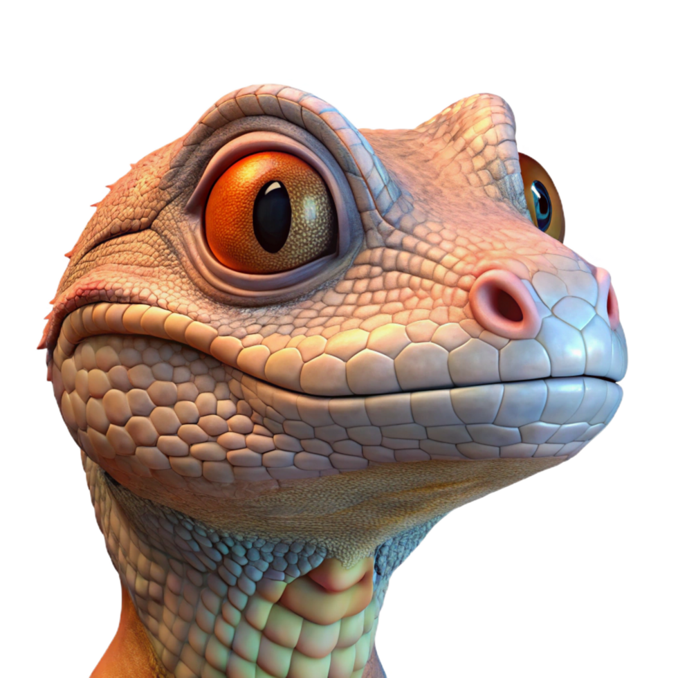 majestic impressionist Lizard, portrait, NO BACKGROUND with Transparent Background. impeccable png
