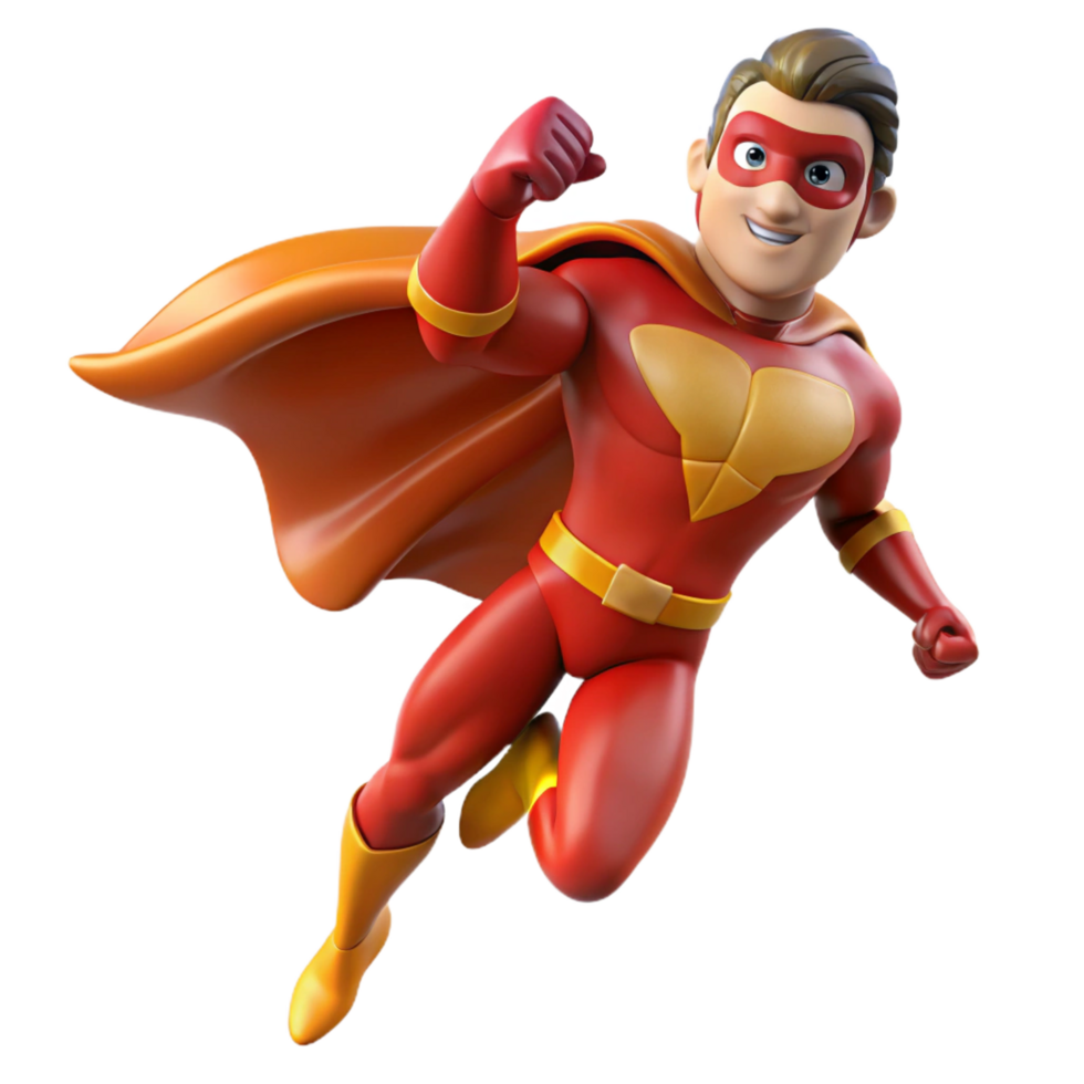 hypnotic futuristic Superhero, flying, NO BACKGROUND with Transparent Background. high resolution png