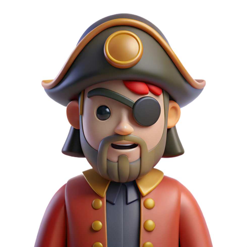 impressive inspired Pirate, with eye patch, NO BACKGROUND with Transparent Background. png