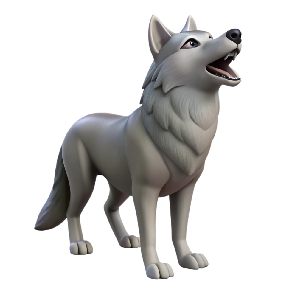 quintessential abstract A howling gray wolf, NO BACKGROUND with Transparent Background. expertly shot png