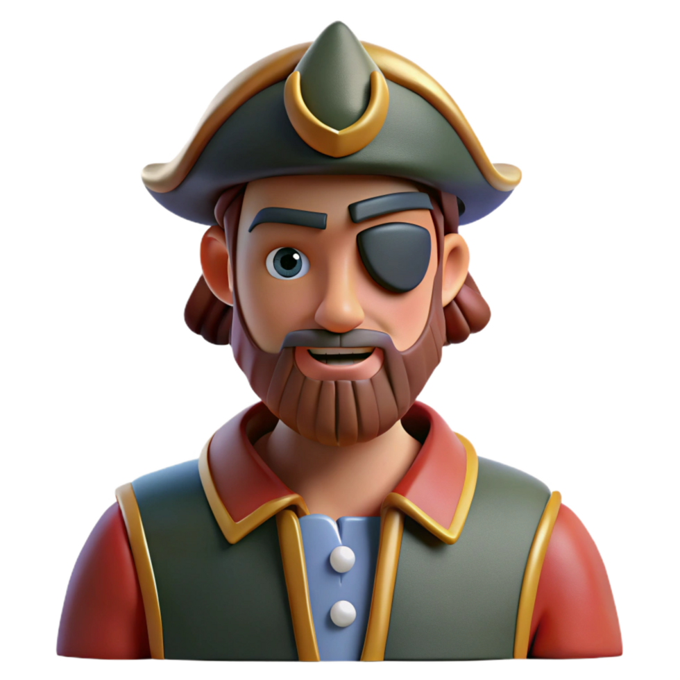 majestic sought-after Pirate, with eye patch, NO BACKGROUND with Transparent Background. png