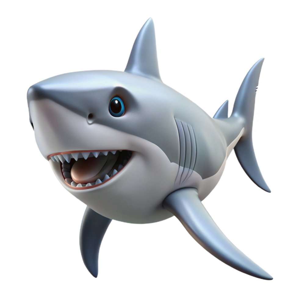 stunning harmonious renaissance A swimming great white shark, NO BACKGROUND with Transparent Background. 4K png