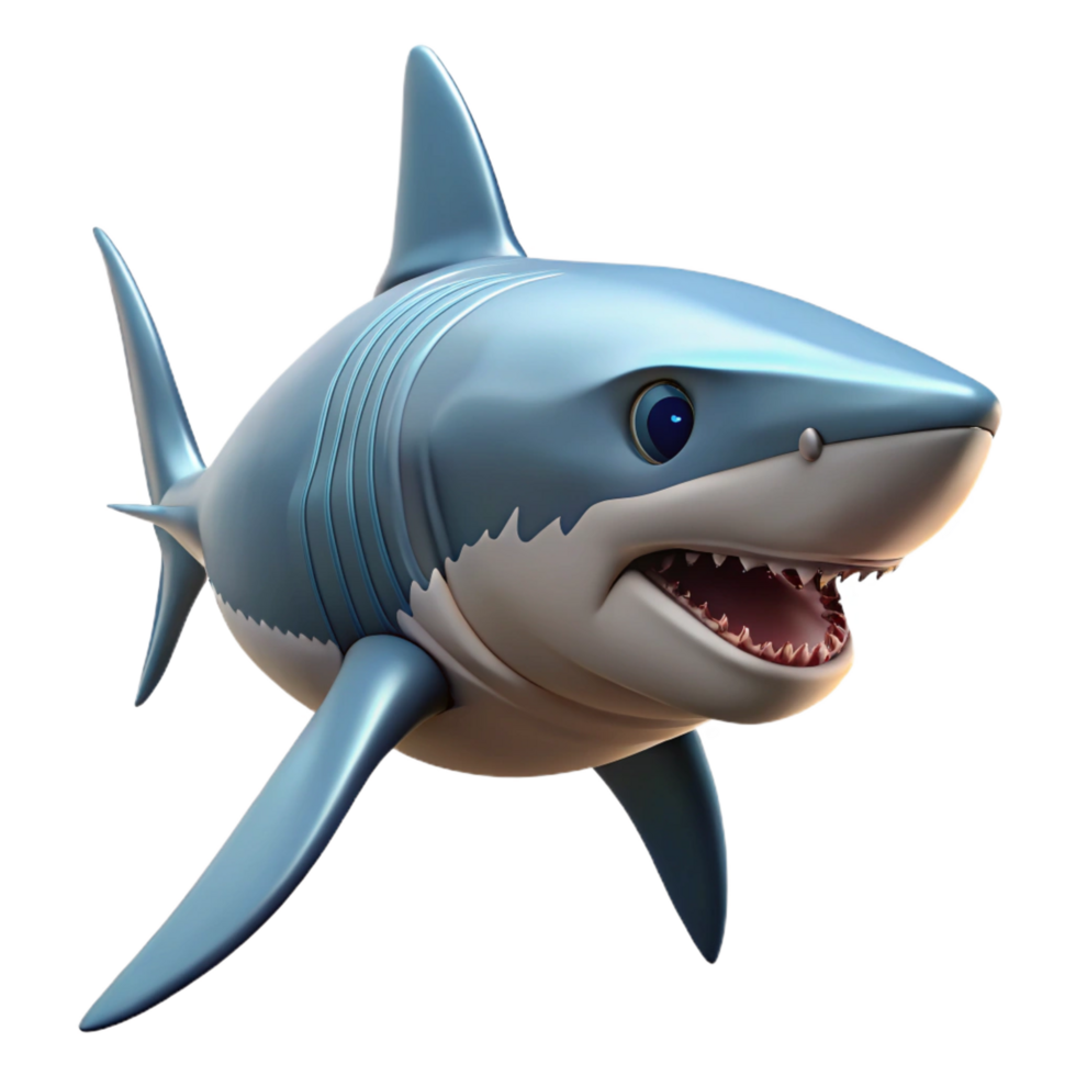 sumptuous modern A swimming great white shark, NO BACKGROUND with Transparent Background. authentic png