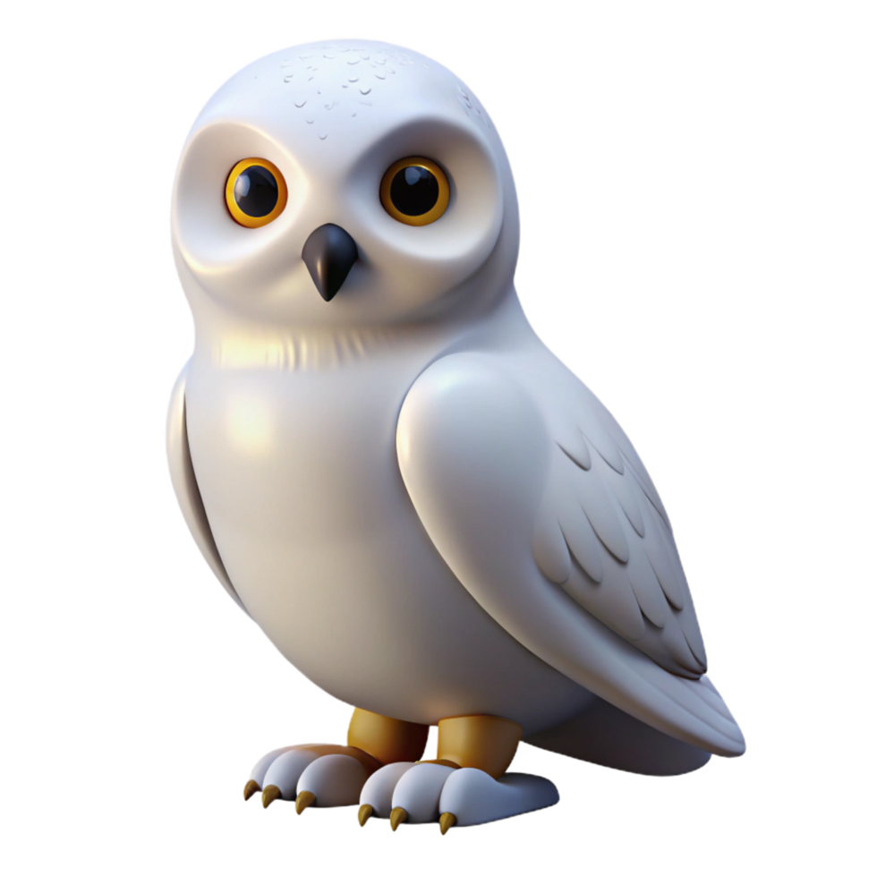striking joyful gothic A perched snowy owl, NO BACKGROUND with Transparent Background. exclusive png