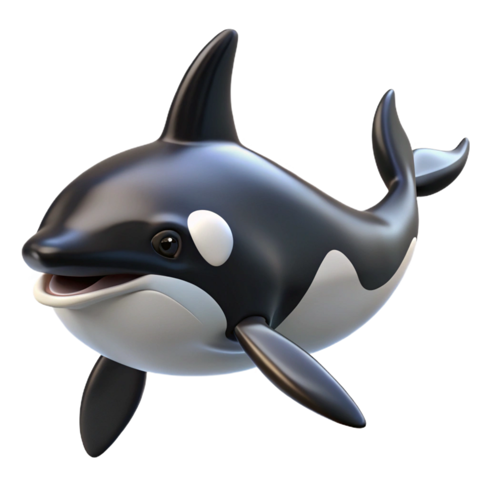 melancholic dazzling A swimming killer whale, NO BACKGROUND with Transparent Background. flawless png