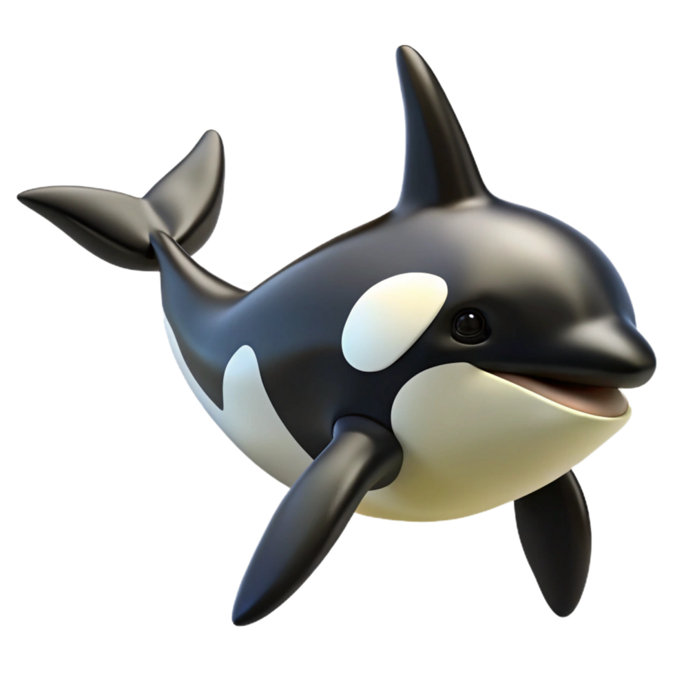 nostalgic magnificent A swimming killer whale, NO BACKGROUND with Transparent Background. detailed png