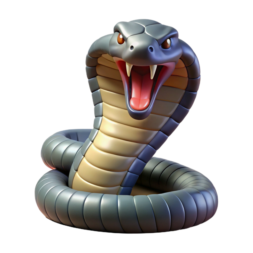 memorable surreal A hissing cobra, NO BACKGROUND with Transparent Background. perfect clarity png
