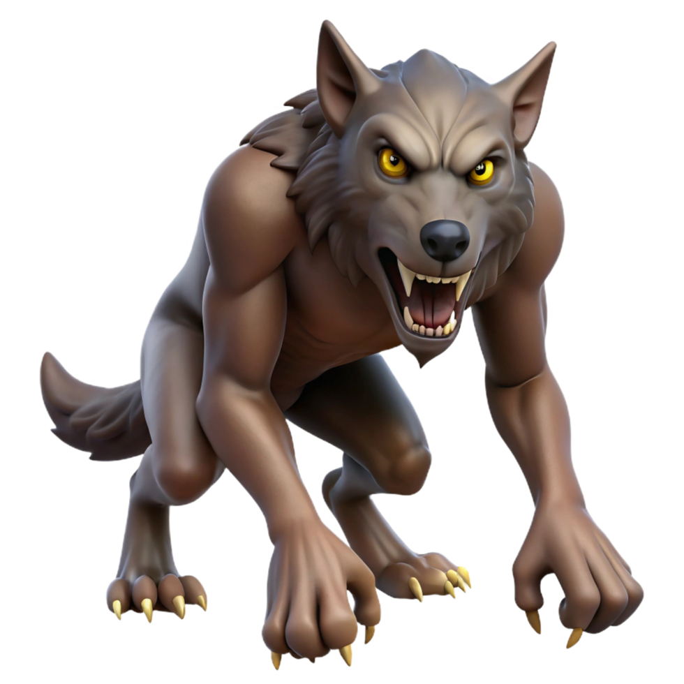 serene inspired A snarling werewolf with sharp claws. NO BACKGROUND with Transparent Background. png
