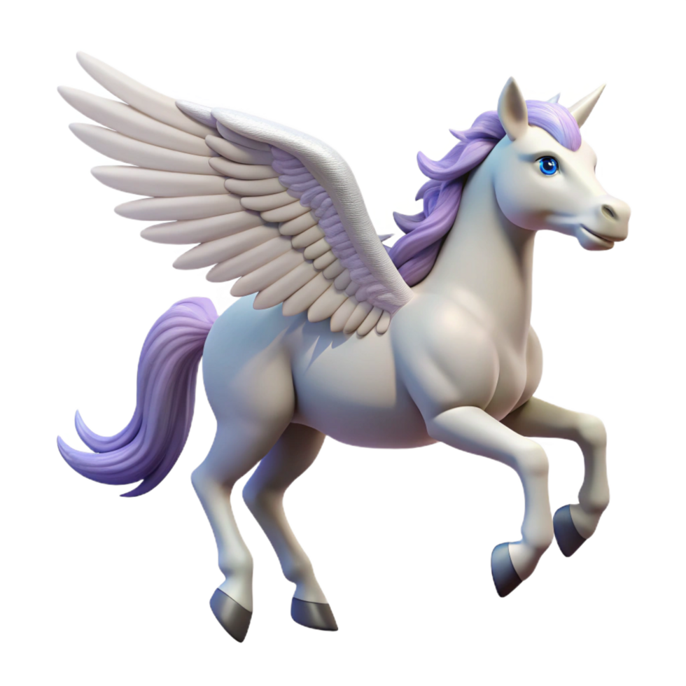 spectacular mysterious industrial A majestic pegasus with feathered wings. NO BACKGROUND with Transparent Background. 4K png