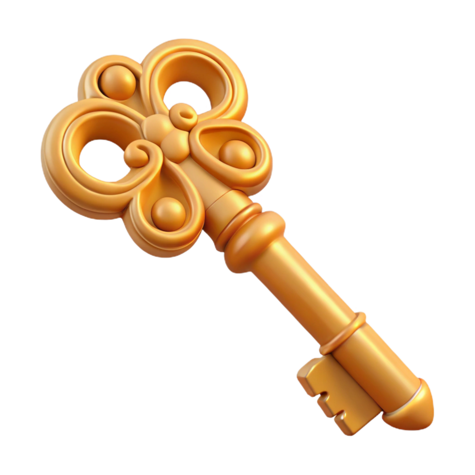 remarkable avant-garde A magical key with intricate carvings. NO BACKGROUND with Transparent Background. luxury png