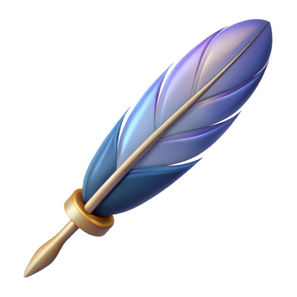 pristine dynamic rustic A single, stylized feather pen. NO BACKGROUND with Transparent Background. gallery standard png