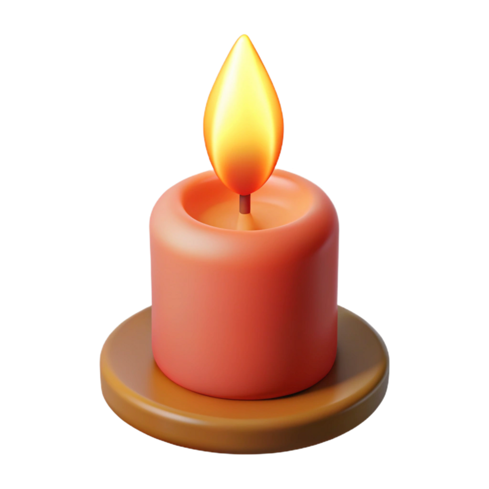 radiant traditional A single, flickering candle flame. NO BACKGROUND with Transparent Background. handcrafted png