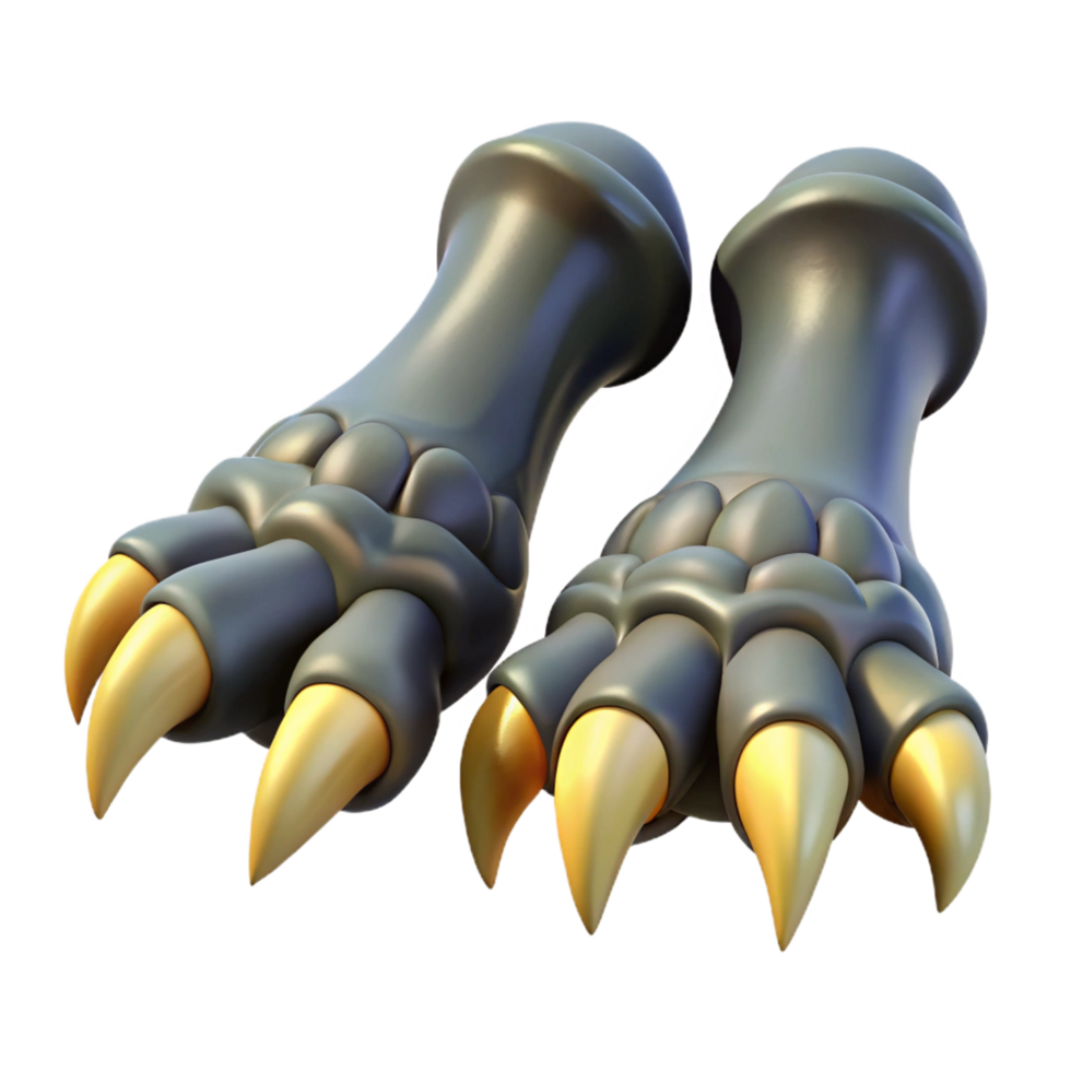 melancholic elegant A pair of clawed dragon feet. NO BACKGROUND with Transparent Background. expertly shot png