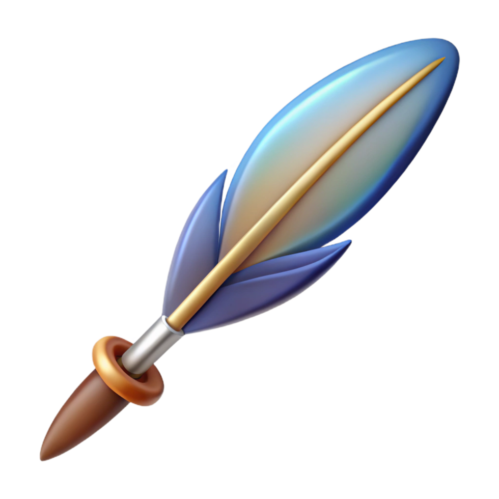 impressive baroque A single, stylized feather pen. NO BACKGROUND with Transparent Background. genuine png