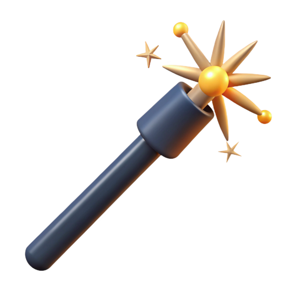 passionate serene A magic wand with sparks emanating from the tip. NO BACKGROUND with Transparent Background. artisan png