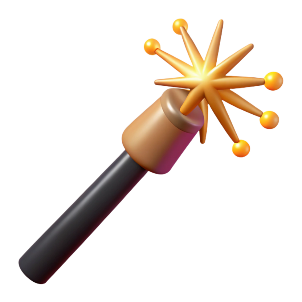 striking remarkable A magic wand with sparks emanating from the tip. NO BACKGROUND with Transparent Background. png