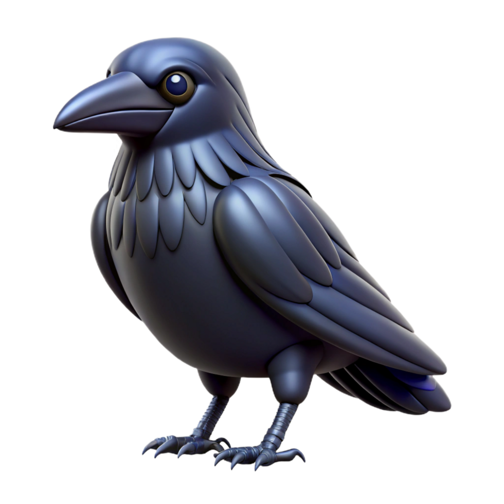 mesmerizing celebrated A single, realistic raven with glossy feathers. NO BACKGROUND with Transparent Background. png