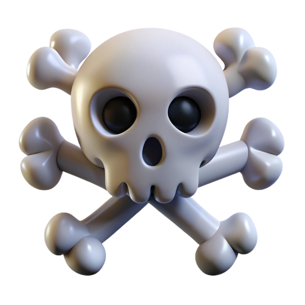 striking tranquil victorian A stylized, cartoon skull and crossbones. NO BACKGROUND with Transparent Background. sharp png