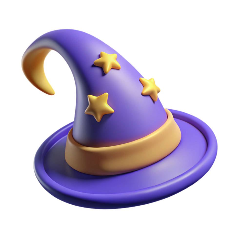 wonderful coveted A stylized, cartoon wizard hat with stars and moons. NO BACKGROUND with Transparent Background. png