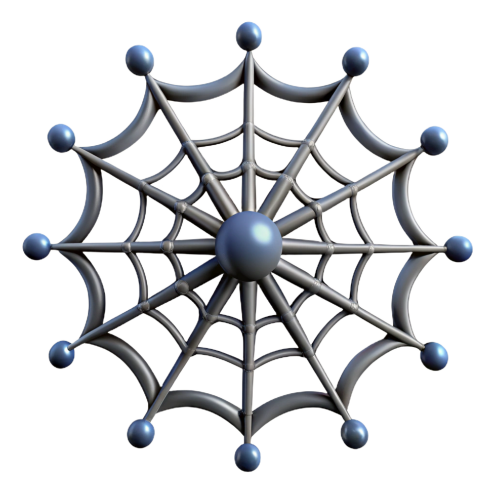 joyful radiant A single, realistic spider web with dew drops. NO BACKGROUND with Transparent Background. original png