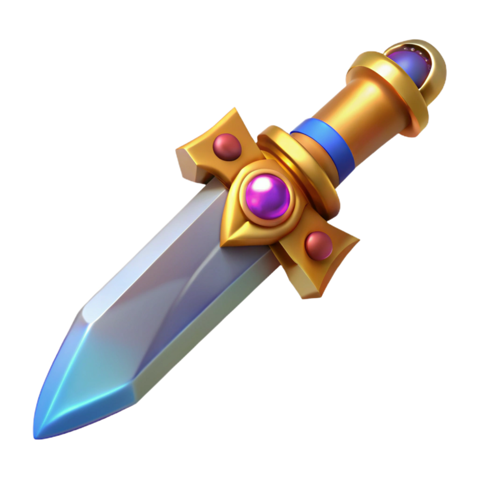immaculate distinguished A single, ornate dagger with a jeweled hilt. NO BACKGROUND with Transparent Background. png