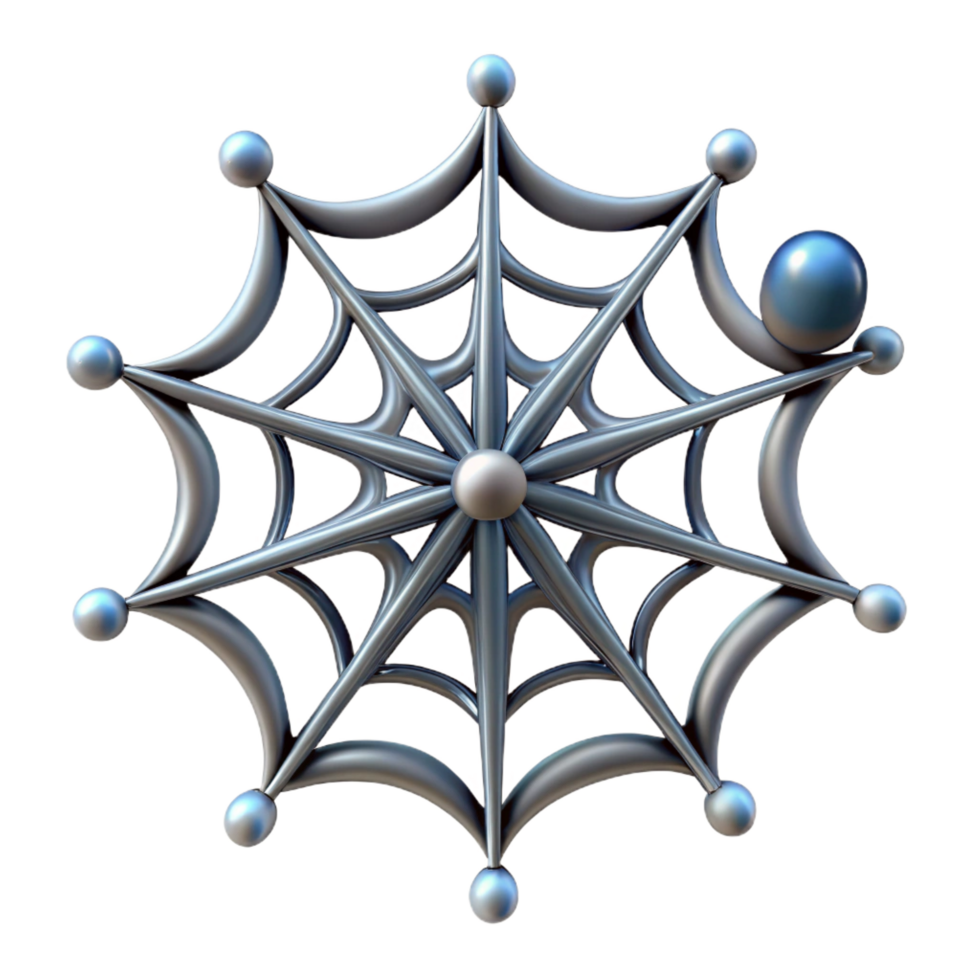 timeless classic A single, realistic spider web with dew drops. NO BACKGROUND with Transparent Background. expertly shot png