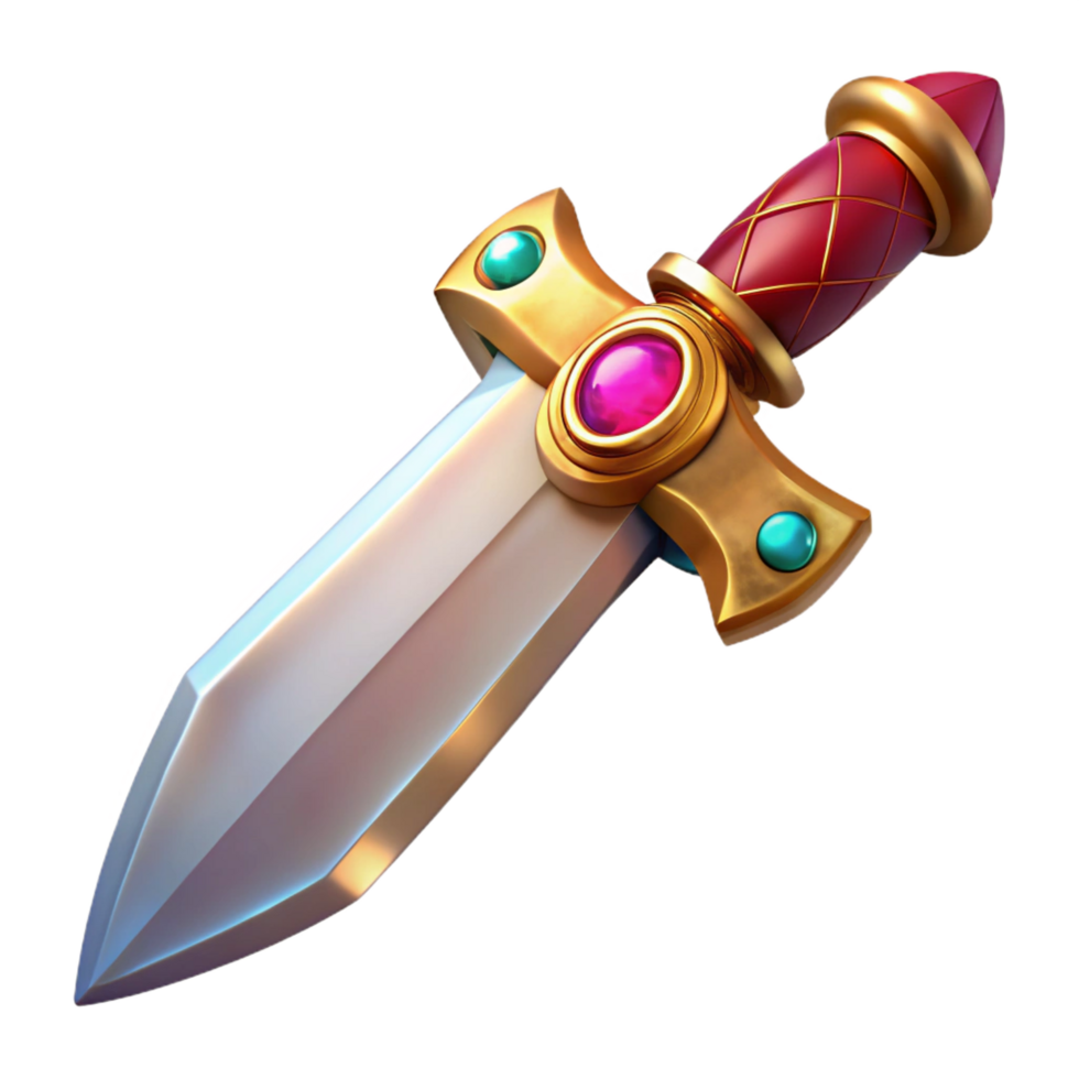 unparalleled creative A single, ornate dagger with a jeweled hilt. NO BACKGROUND with Transparent Background. fine detail png