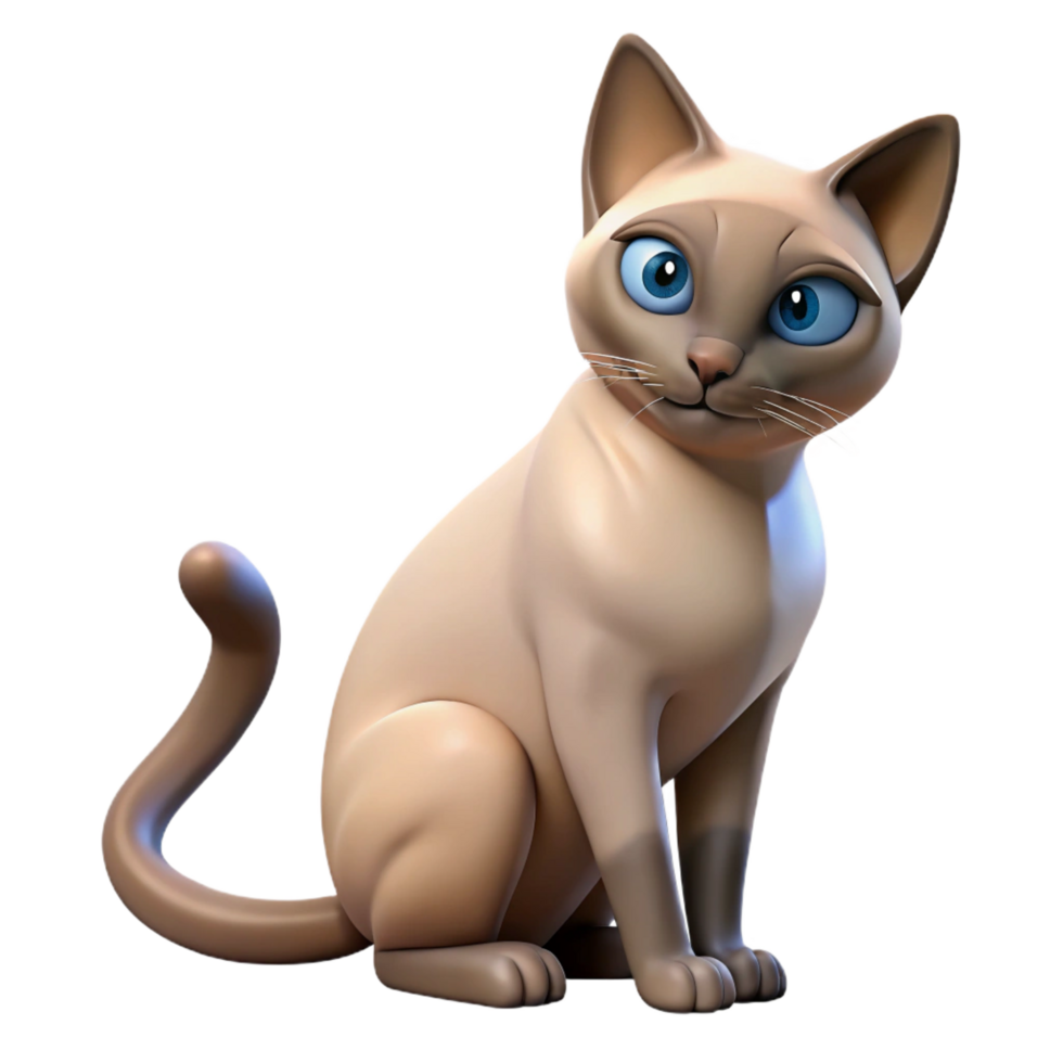 stunning calm mid-century Siamese cat grooming itself, NO BACKGROUND with Transparent Background. high resolution png