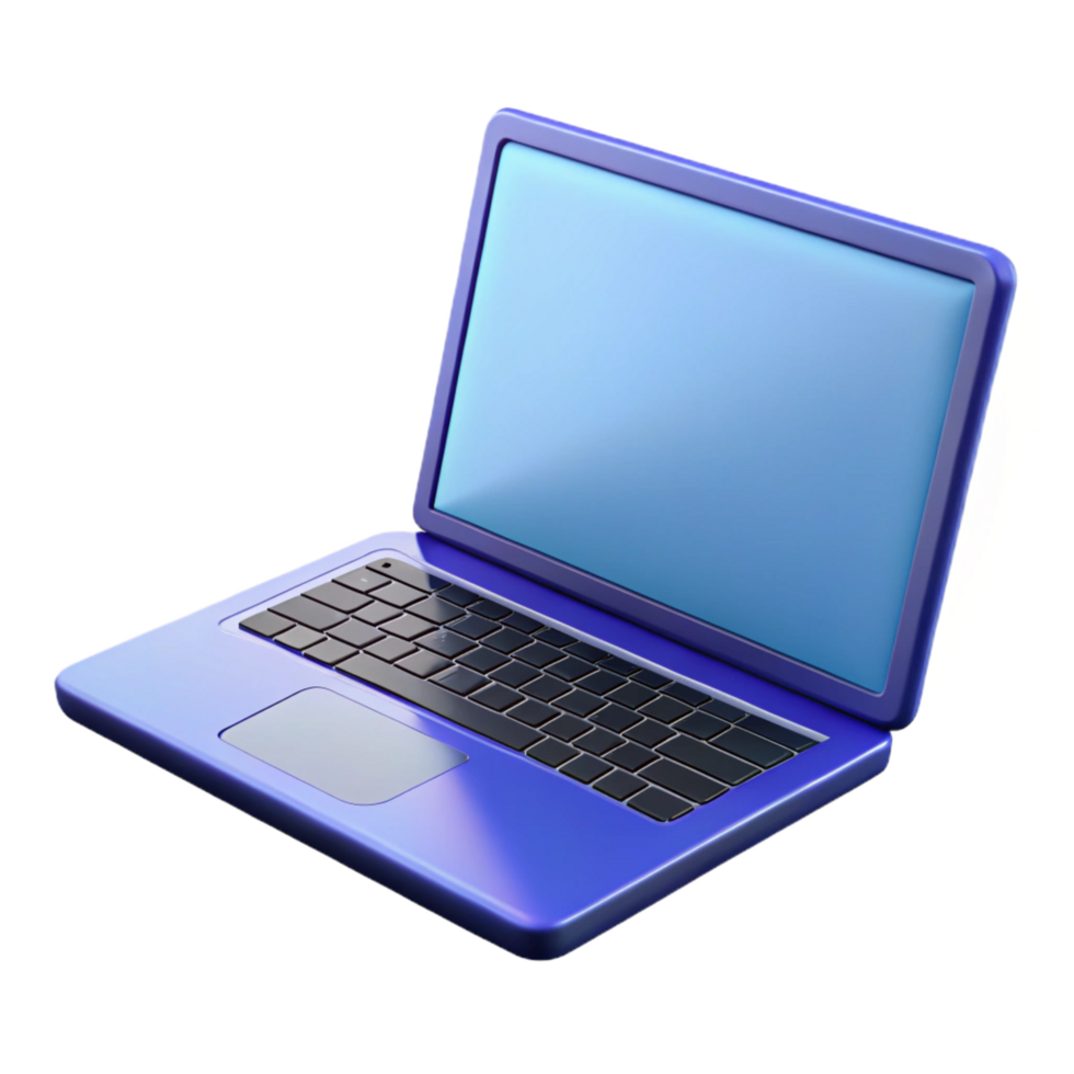 wonderful dynamic tropical Laptop computer with open screen, NO BACKGROUND with Transparent Background. crisp png