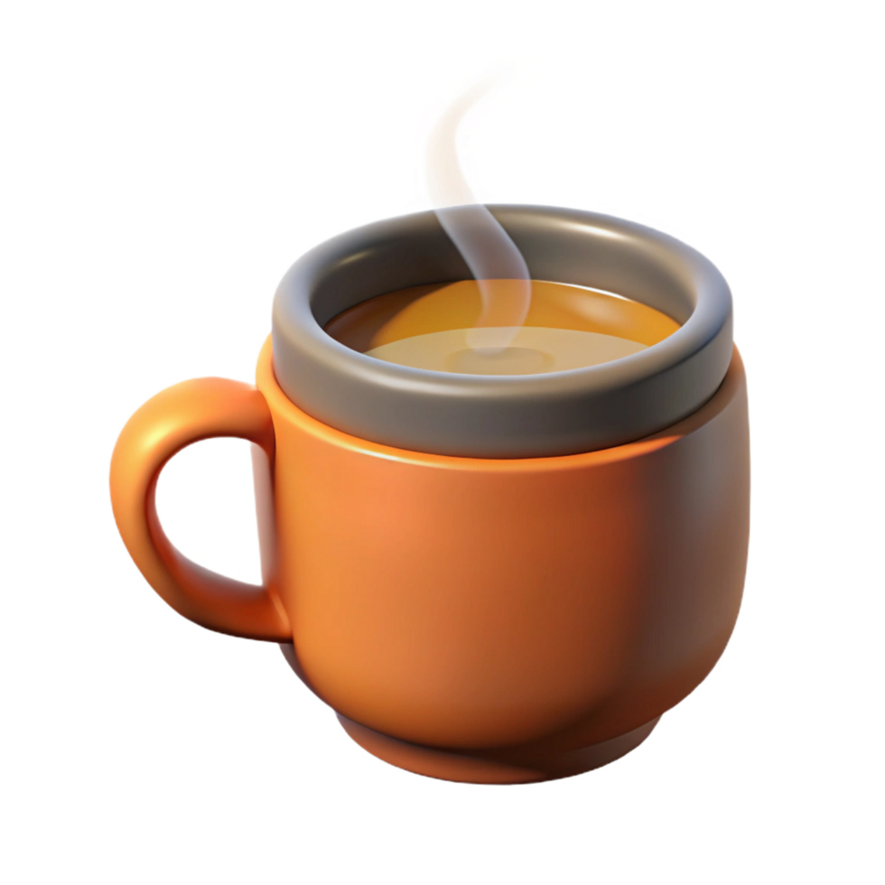 stunning industrial Coffee mug with steam, NO BACKGROUND with Transparent Background. original png