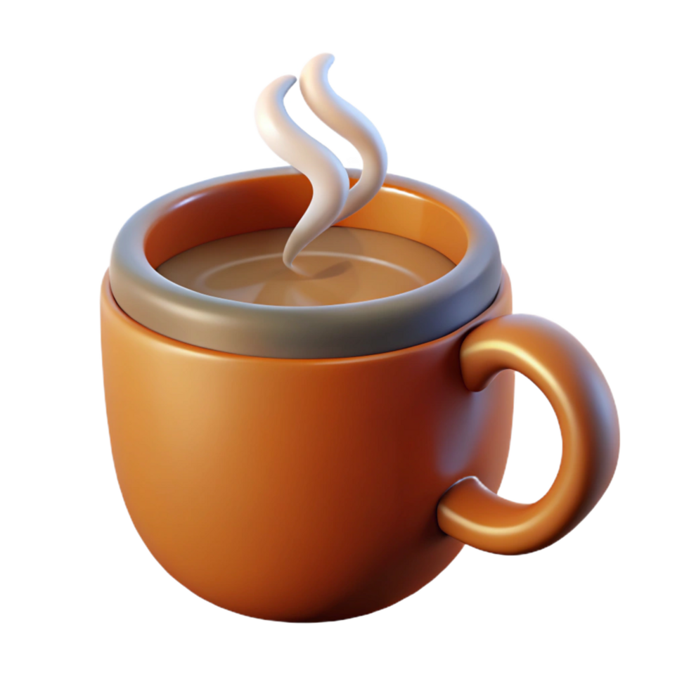 radiant whimsical mid-century Coffee mug with steam, NO BACKGROUND with Transparent Background. top-tier png