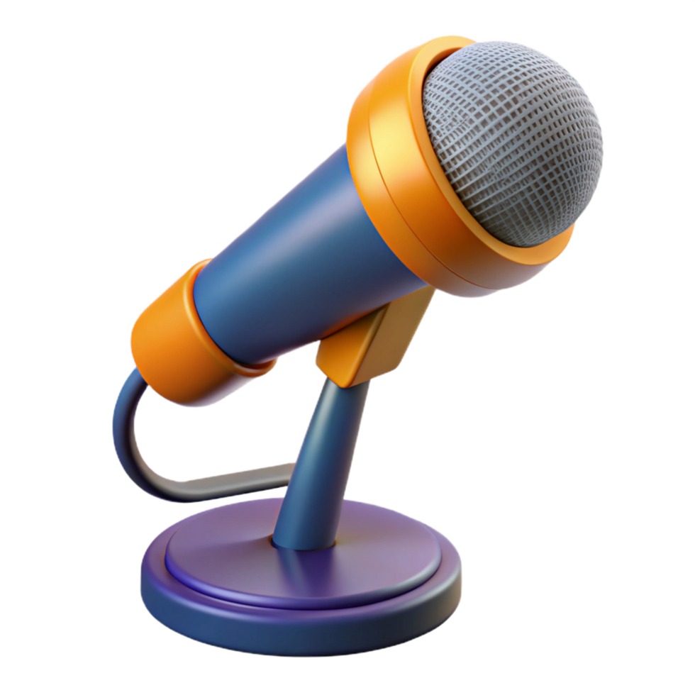 striking joyful gothic Microphone with stand, NO BACKGROUND with Transparent Background. 4K png