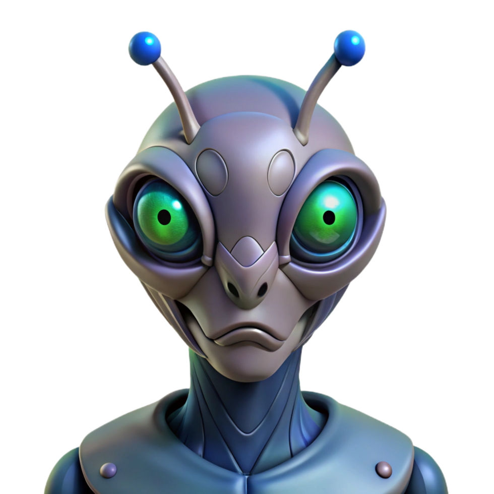 intense enchanting Alien insectoid head with multifaceted eyes, NO BACKGROUND with Transparent Background. fine detail png