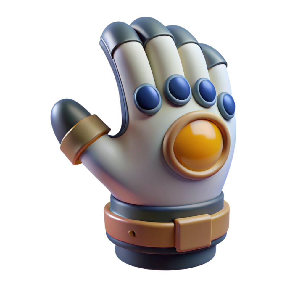 joyful glorious Sleek spacesuit glove with articulated fingers, NO BACKGROUND with Transparent Background. exclusive png