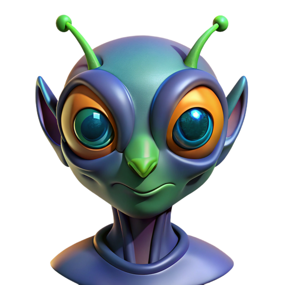 iconic coastal Alien insectoid head with multifaceted eyes, NO BACKGROUND with Transparent Background. sharp png