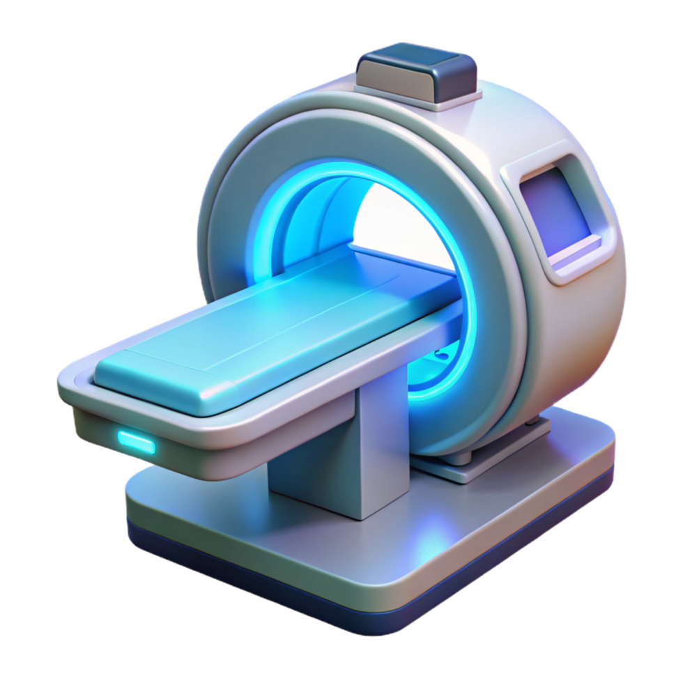 hipnotizante cobiçado alta tecnologia médico scanner com brilhando interface, não fundo com transparente fundo. png