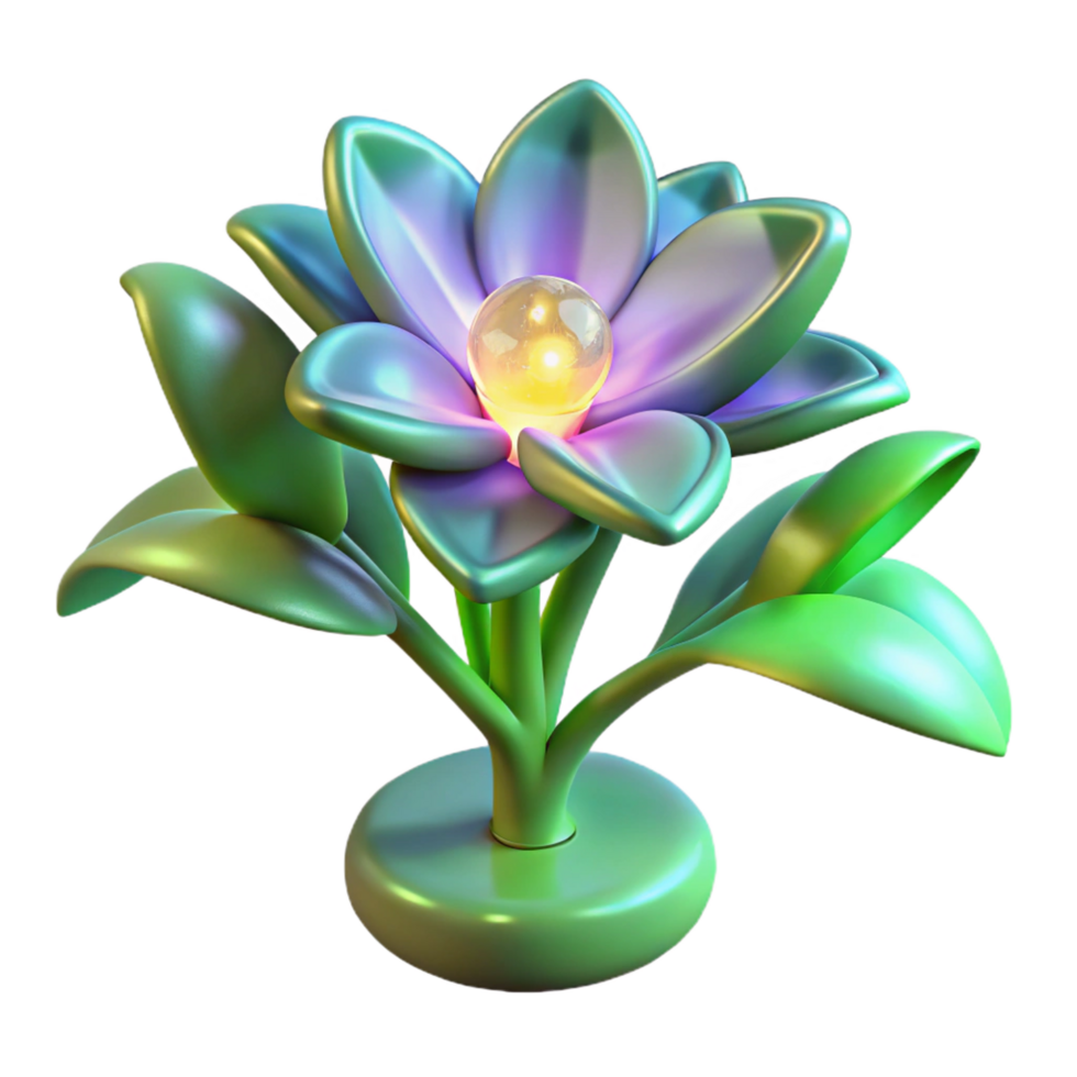vibrant exceptional Bioengineered alien plant with luminous petals, NO BACKGROUND with Transparent Background. png