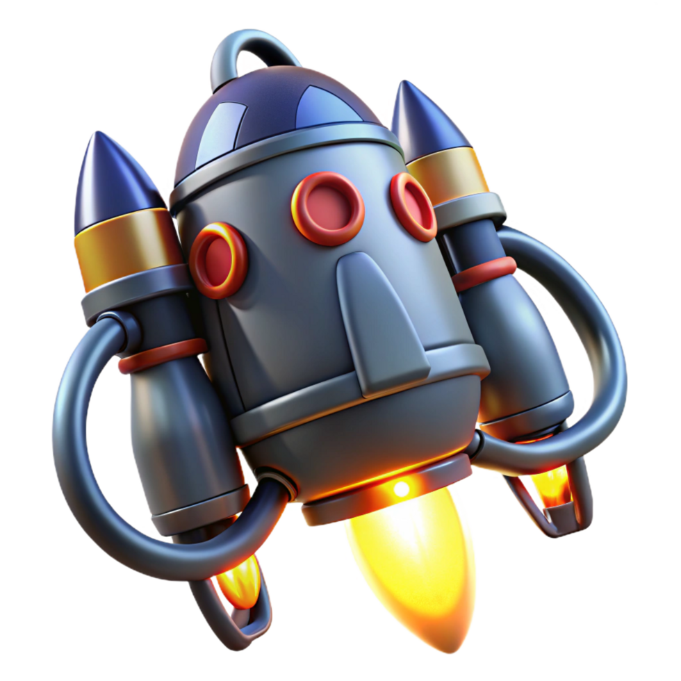 serene distinctive Futuristic jetpack with glowing exhaust nozzles, NO BACKGROUND with Transparent Background. png