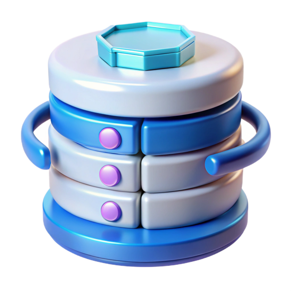 memorable retro Futuristic data storage device with spinning discs, NO BACKGROUND with Transparent Background. fine detail png