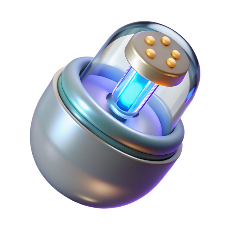 spectacular tranquil modern Advanced medical implant with glowing sensors, NO BACKGROUND with Transparent Background. luxury png