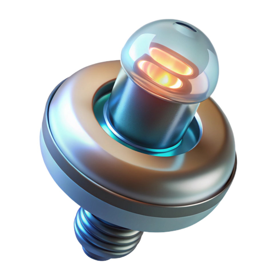 iconic elegant Advanced medical implant with glowing sensors, NO BACKGROUND with Transparent Background. handcrafted png