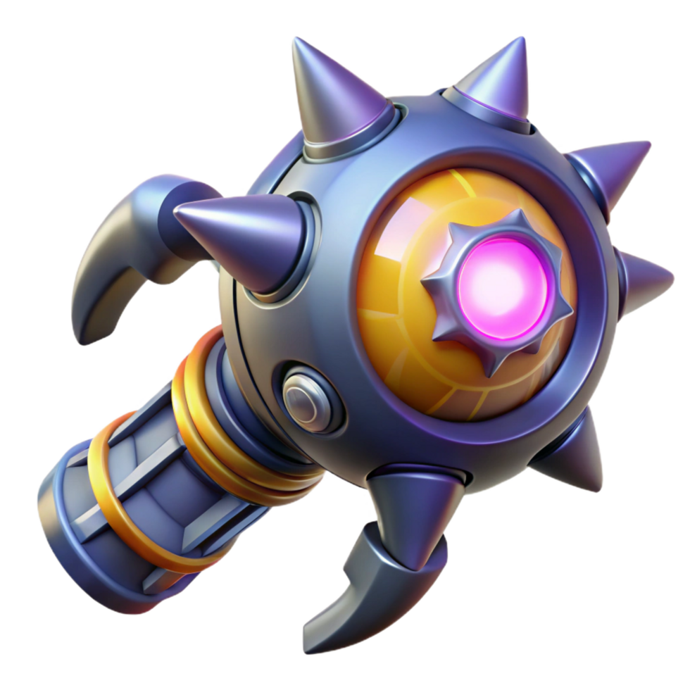 wonderful modern Complex alien weapon with glowing energy source, NO BACKGROUND with Transparent Background. refined png