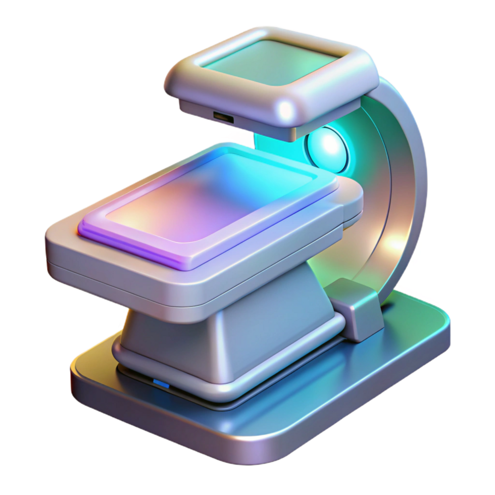 magnificent coveted High-tech medical scanner with holographic interface, NO BACKGROUND with Transparent Background. png