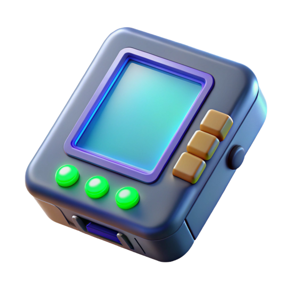 remarkable rustic Advanced translator device with glowing screen, NO BACKGROUND with Transparent Background. perfect clarity png