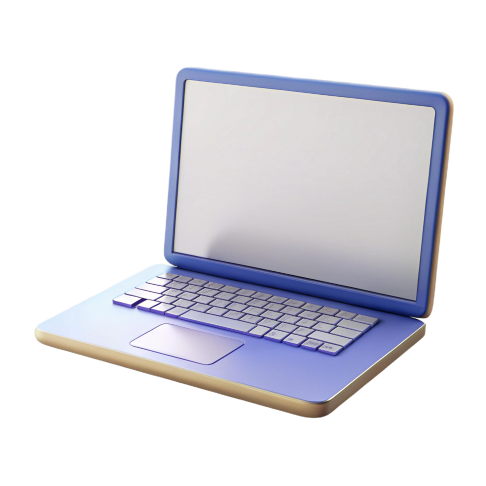 wonderful sought-after Laptop with blank white screen NO BACKGROUND with Transparent Background. png