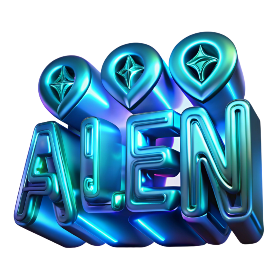 rare art deco Intricate alien writing with glowing symbols, NO BACKGROUND with Transparent Background. high quality png