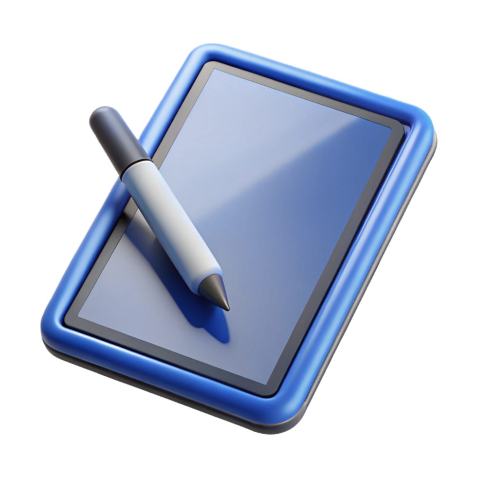 spectacular harmonious tropical Tablet computer with stylus pen NO BACKGROUND with Transparent Background. sharp png